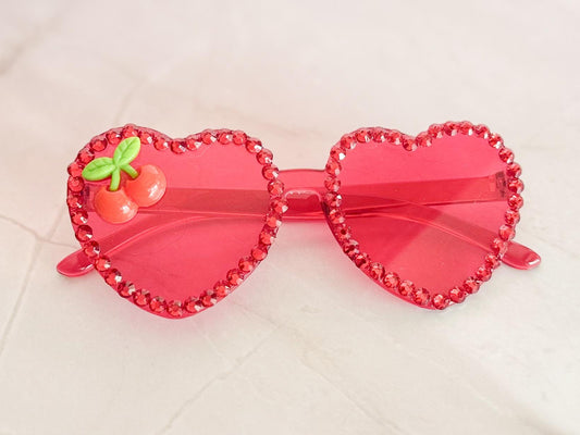 Cherry Heart Sparkle Dog Sunglasses – Pink or Red