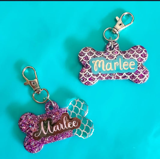 Mermaid Glitter Pet Tag