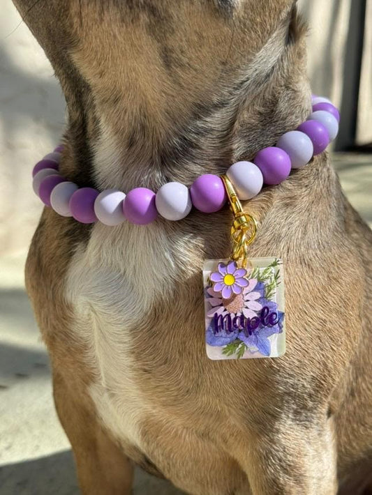 Purple Wildflower Pet Tag