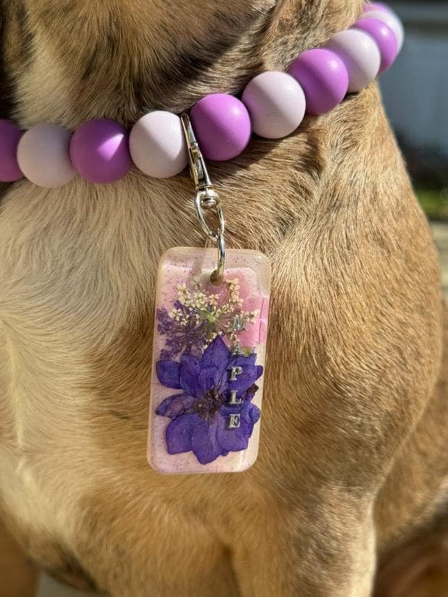 Purple Wildflower Pet Tag