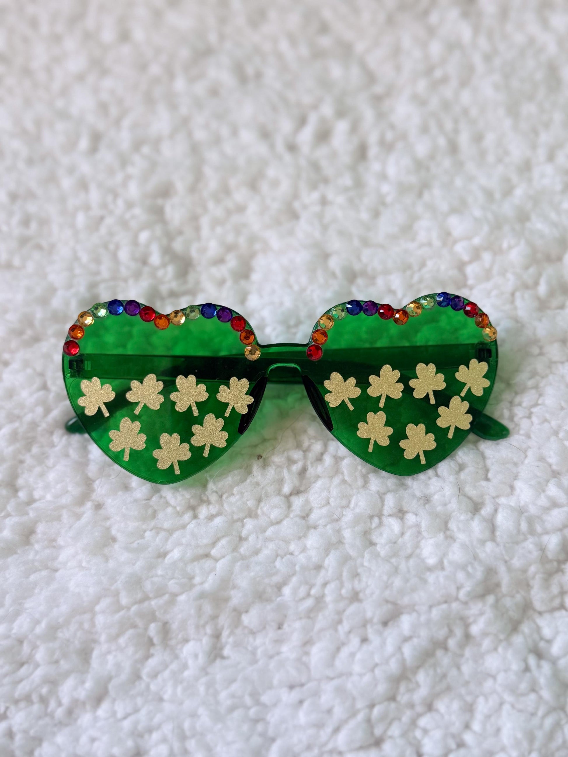 Shamrock Sparkle Heart Dog Sunglasses