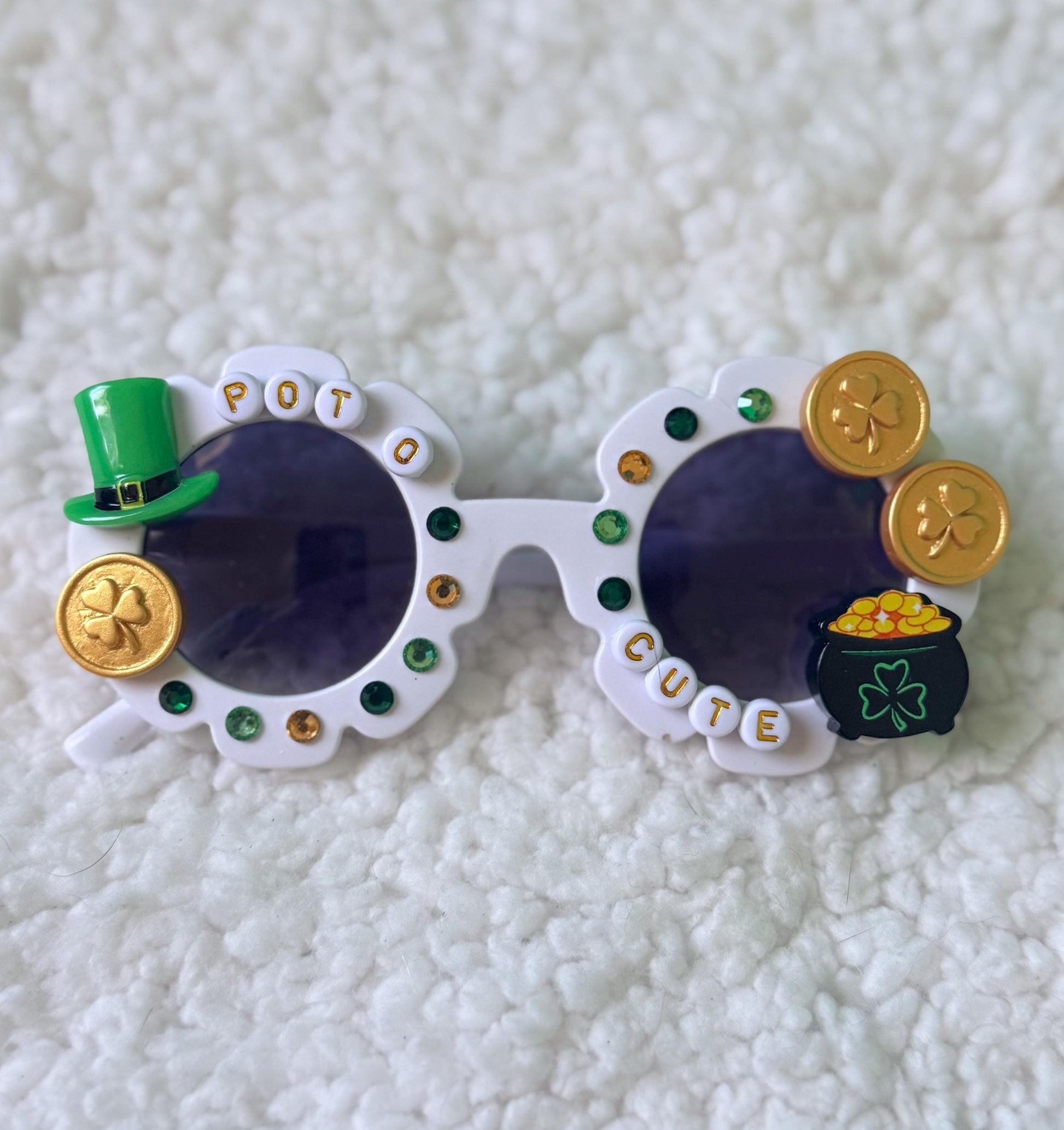 St. Patrick's Day Dog Sunglasses: Pot O Gold, Shamrock Details, Festive Pet Accessory